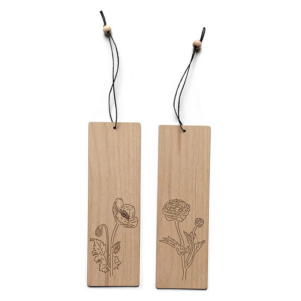 Ranunculus Flower Wood Bookmark | Shop Canadian Made Goods at boogie + birdie in Ottawa.