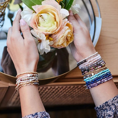 Silver Mini Mixed Beads Stacking Bracelet