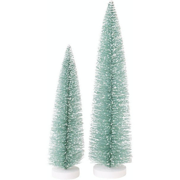 Medium Teal Glitter Bristle Tree on White Stand | Shop holiday decor at boogie + birdie in Ottawa.