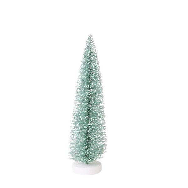 Medium Teal Glitter Bristle Tree on White Stand | Shop holiday decor at boogie + birdie in Ottawa.