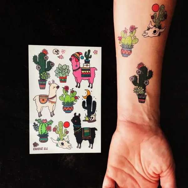 Alpaca & Cactus Temporary Tattoos | Shop temporary tattoos at boogie + birdie in Ottawa.