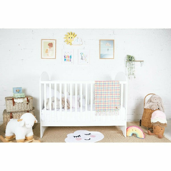 Rainbow Tartan Lambswool Baby Throw | Foxford | Shop a selection of baby products at boogie + birdie