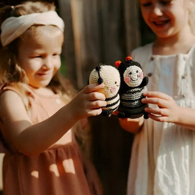 Organic Bumble Bee Rattle | Shop baby gifts at boogie + birdie in Ottawa.