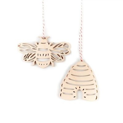 Bee x Hive Wood Ornament Set | Shop ornaments at boogie + birdie in Ottawa.