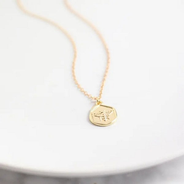 Gold Bee Medallion Necklace | Shop Birch Jewellery at boogie + birdie in Ottawa.