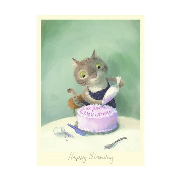 Cat Cake Decorator Rubbish Birthday Card