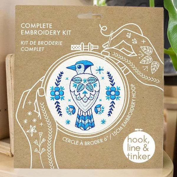 Folk Blue Jay DIY Embroidery Kit | Hook, Line & Tinker | boogie + birdie
