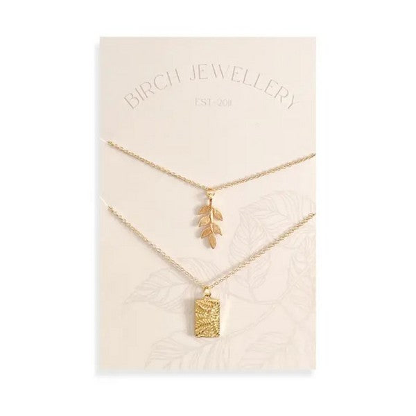 Gold Botanical Leaf Necklace Set | Shop Birch Jewellery at boogie + birdie in Ottawa.