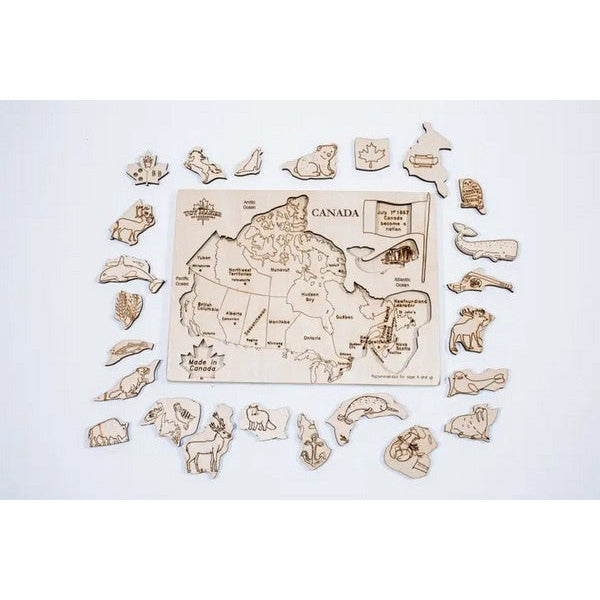 Kids Canada Map Puzzle With Native Animals | Shop puzzles and games at boogie + birdie in Ottawa.