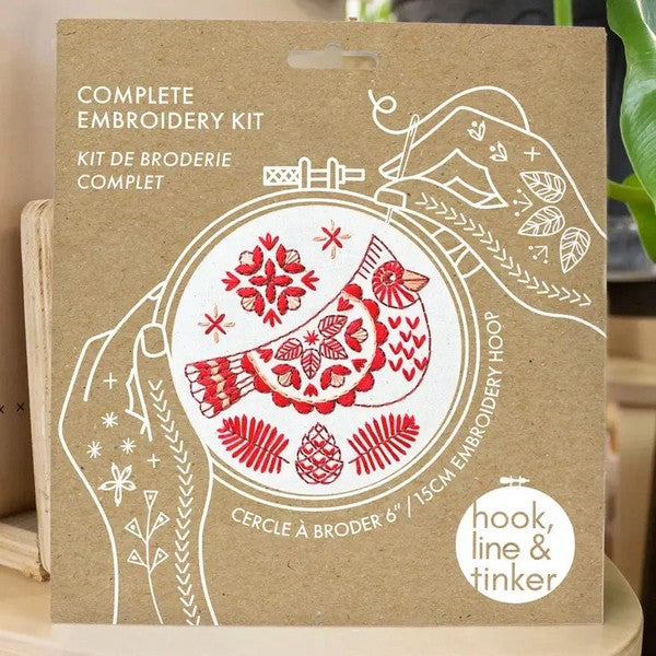 Folk Cardinal DIY Embroidery Kit | Hook, Line & Tinker | boogie + birdie