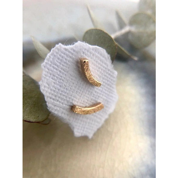 Gold Open Fire Curved Bar Studs | Shop jewellery at boogie + birdie in Ottawa.