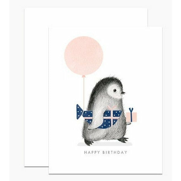 Penguin with Wrapped Fish Card