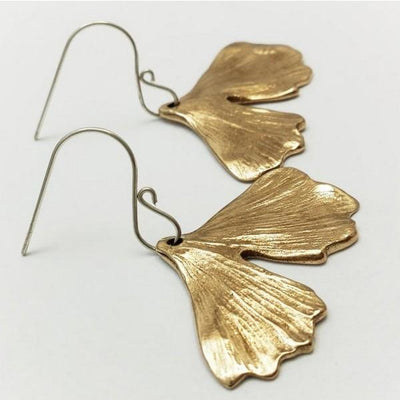 Bronze Ginkgo Drop Earrings