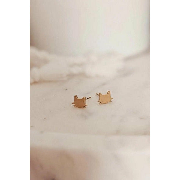 Gold Cats Stud Earrings | Shop Jewellery at boogie + birdie