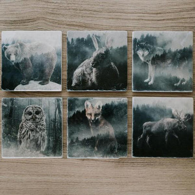 Forest Wolf Marble Coaster