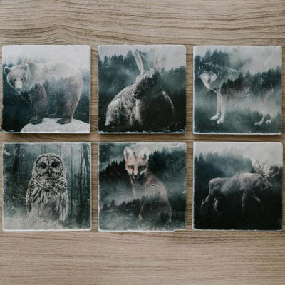 Forest Wolf Marble Coaster