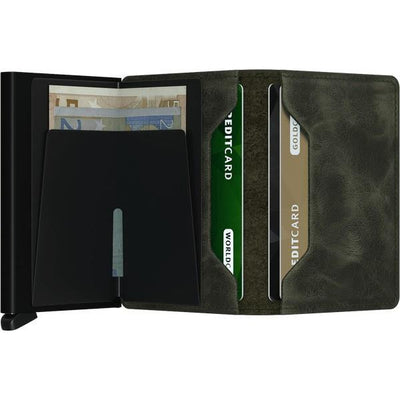 Vintage Olive-Black Slimwallet | boogie + birdie