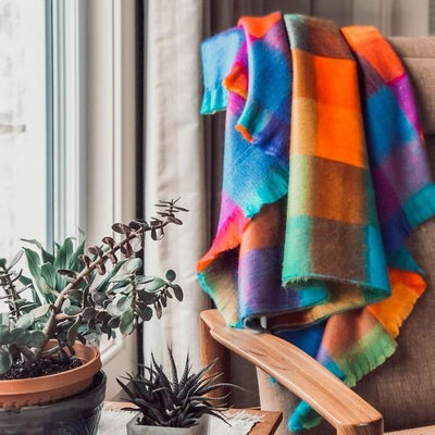 Multi Check Alpaca Throw