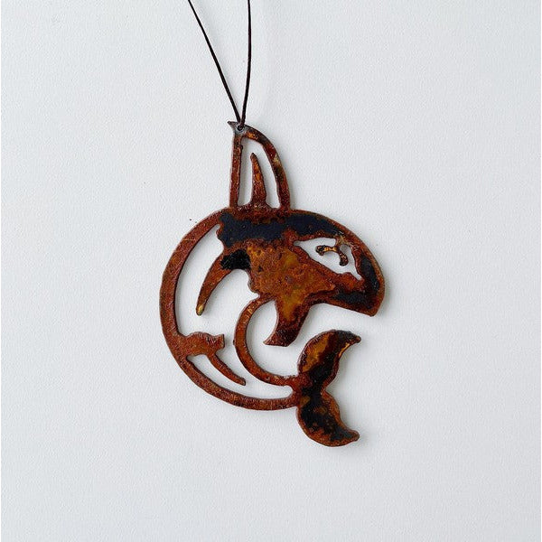 First Nations Orca Rusted Metal Ornament