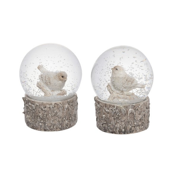 Small Frosted White Bird on Branch Snow Globe - Style 1 | Holiday | boogie + birdie