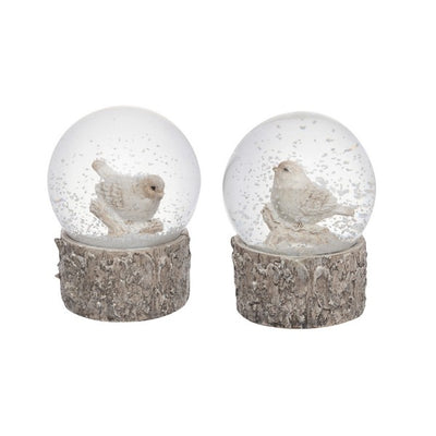 Small Frosted White Bird on Branch Snow Globe - Style 1 | Holiday | boogie + birdie