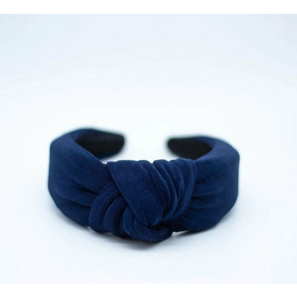 Navy Knit Textured Knotted Headband