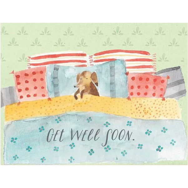 Get Well Dog In Bed Card