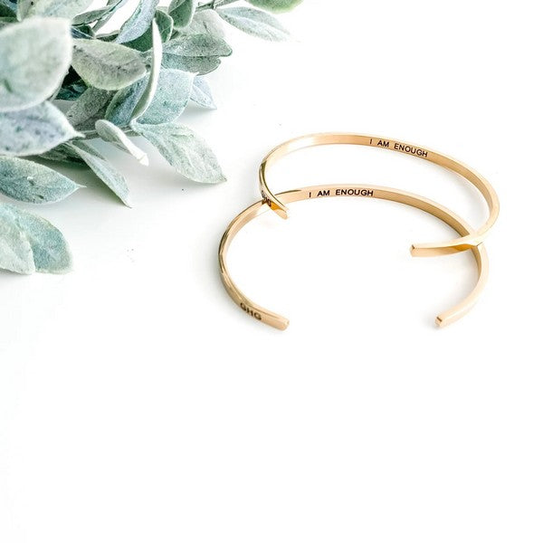 Yellow Gold I Am Enough Bangle | Shop Glasshouse Goods at boogie + birdie in Ottawa.