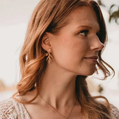 Gold Juniper & Pearl Earrings | Birch Jewellery | boogie + birdie