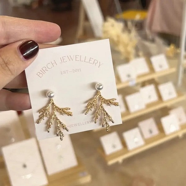 Gold Juniper & Pearl Earrings | Birch Jewellery | boogie + birdie