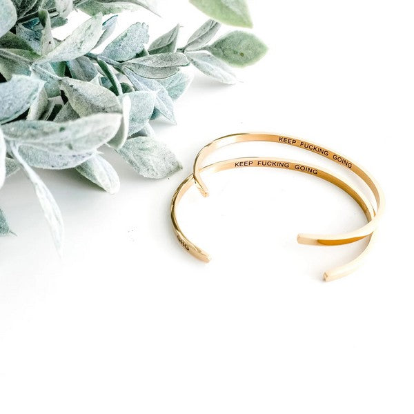 Yellow Gold Keep F*cking Going Bangle | Shop Glasshouse Goods at boogie + birdie in Ottawa.