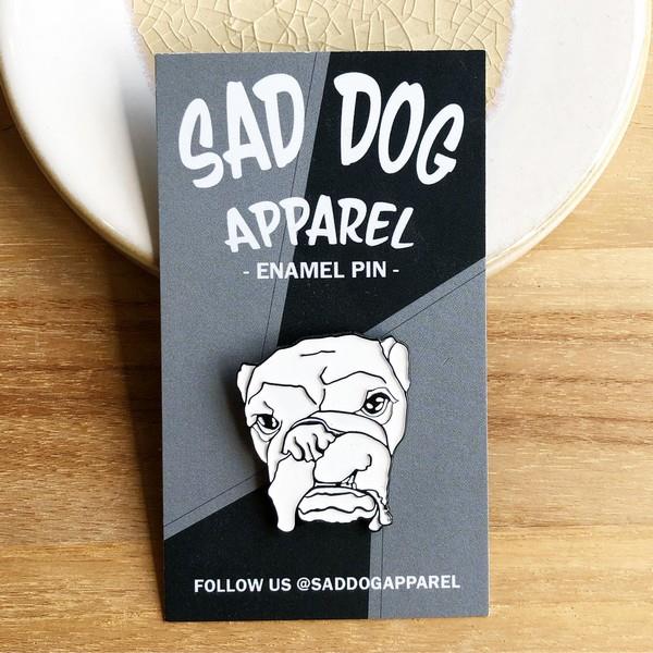 Grumpy English Bulldog Pin | Sad Dog Apparel | boogie + birdie
