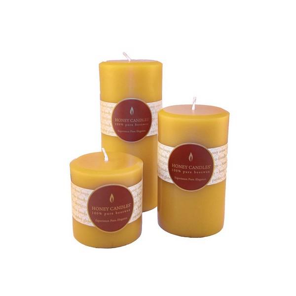 3'' Natural Beeswax Pillar Candle | Honey Candles | boogie + birdie