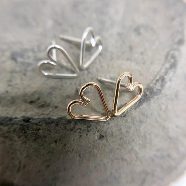 Silver Open Fire Heart Stud Earrings | Open Fire | boogie + birdie