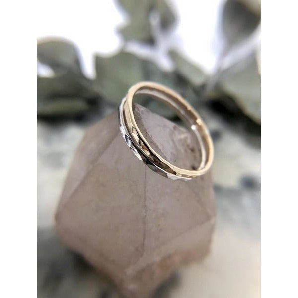 Gold Open Fire Hammered Ring