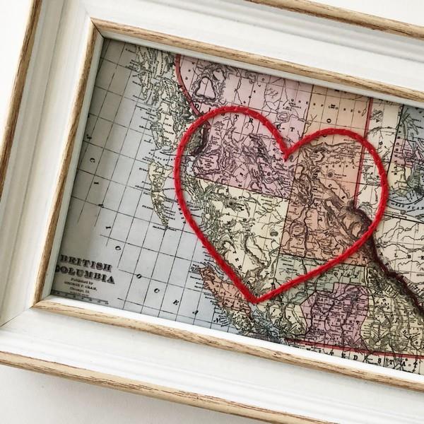 British Columbia Heart Map White Frame | Sadie & June | boogie + birdie