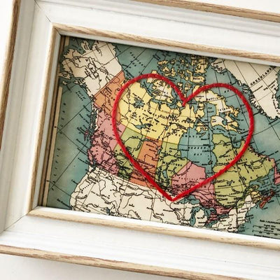 Canada Heart Map - White Frame