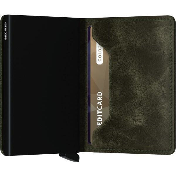 Vintage Olive-Black Slimwallet | boogie + birdie

