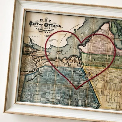 Ottawa Large Heart Map - White Frame | Sadie & June | boogie + birdie