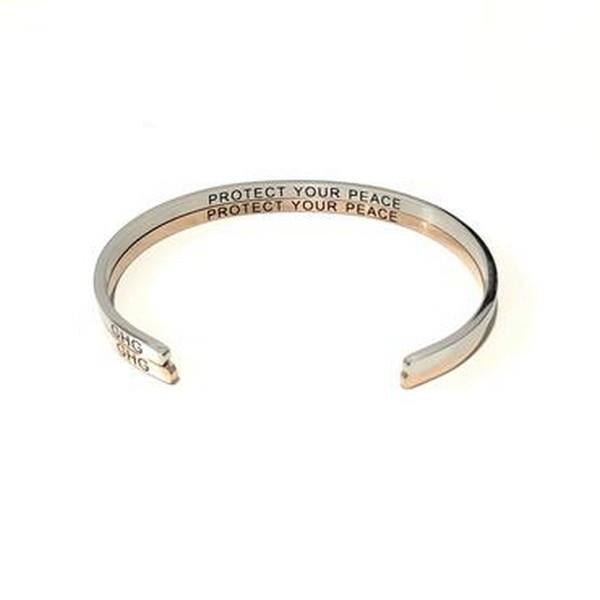 Silver Protect Your Peace Bangle | Glasshouse Goods | boogie + birdie