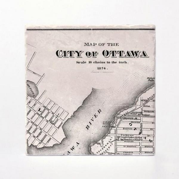 Vintage Ottawa Map Coaster Set