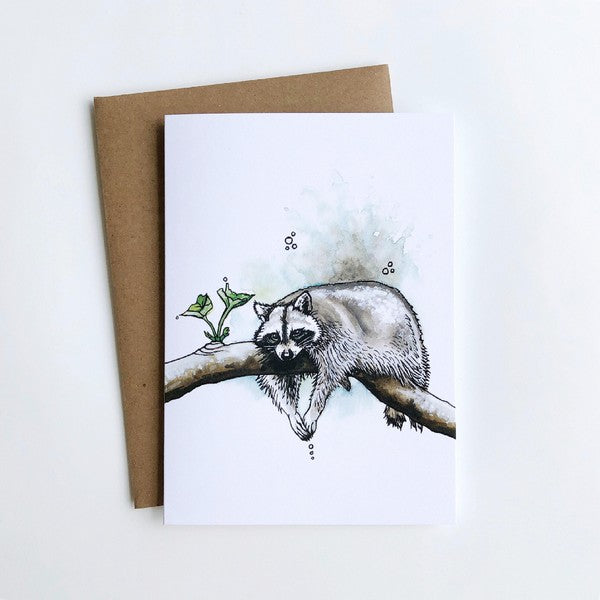 Lazy Raccoon Card | Kelly Dixon Art | boogie + birdie