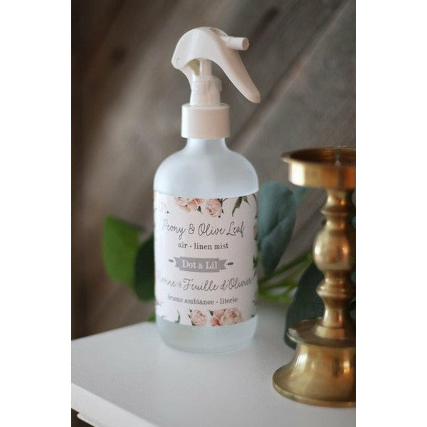 Peony and Olive Leaf Linen Mist | Dot & Lil | Shop a selection of bath and body at boogie + birdie