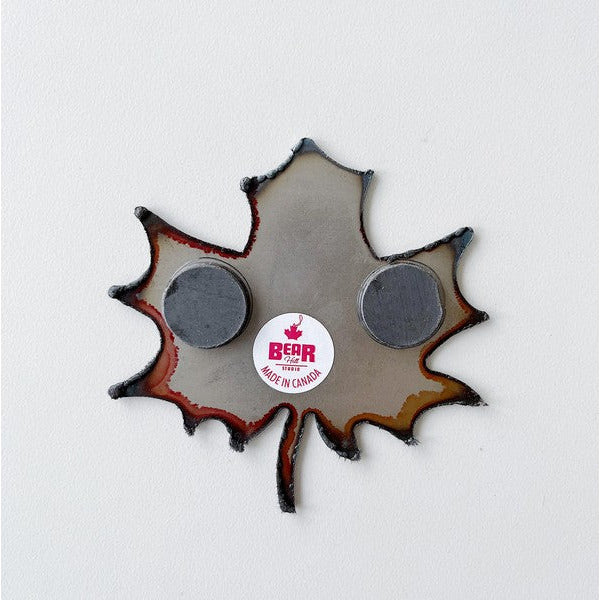 Maple Leaf Hand Painted Metal Magnet | Shop Canadian Magnets at boogie + birdie in Ottawa.