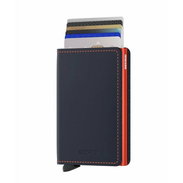 Matte Nightblue + Orange Secrid Slimwallet | boogie + birdie


