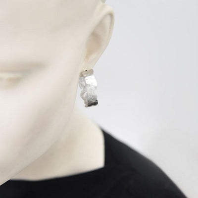 Satin Silver Mira Hoop Earrings