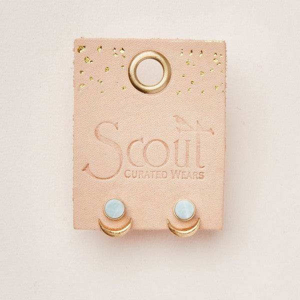 Gold Moon Phase Ear Jackets - Amazonite | Jewellery | boogie + birdie


