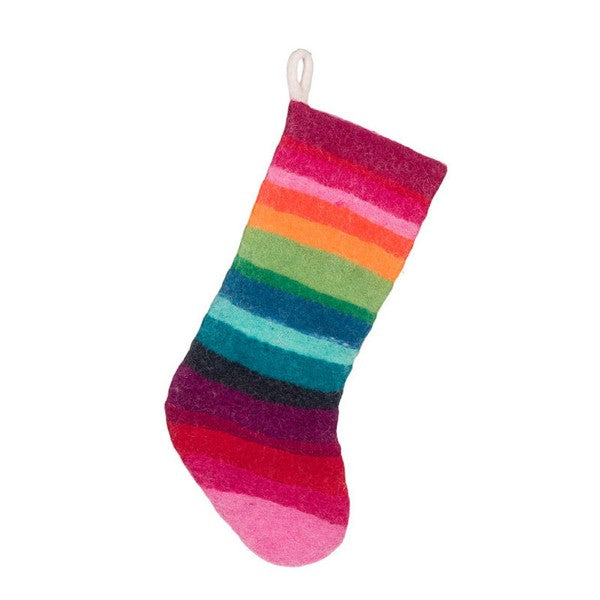 Rainbow Stripe Felted Wool Stocking | boogie + birdie