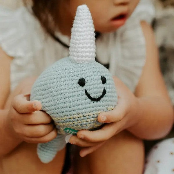Organic Narwhal Rattle | Shop baby gifts at boogie + birdie in Ottawa
