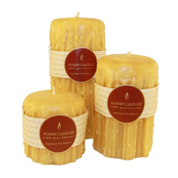 5" Heritage Drip Beeswax Pillar Candle | Honey Candles | Shop a selection of candles at boogie + birdie
